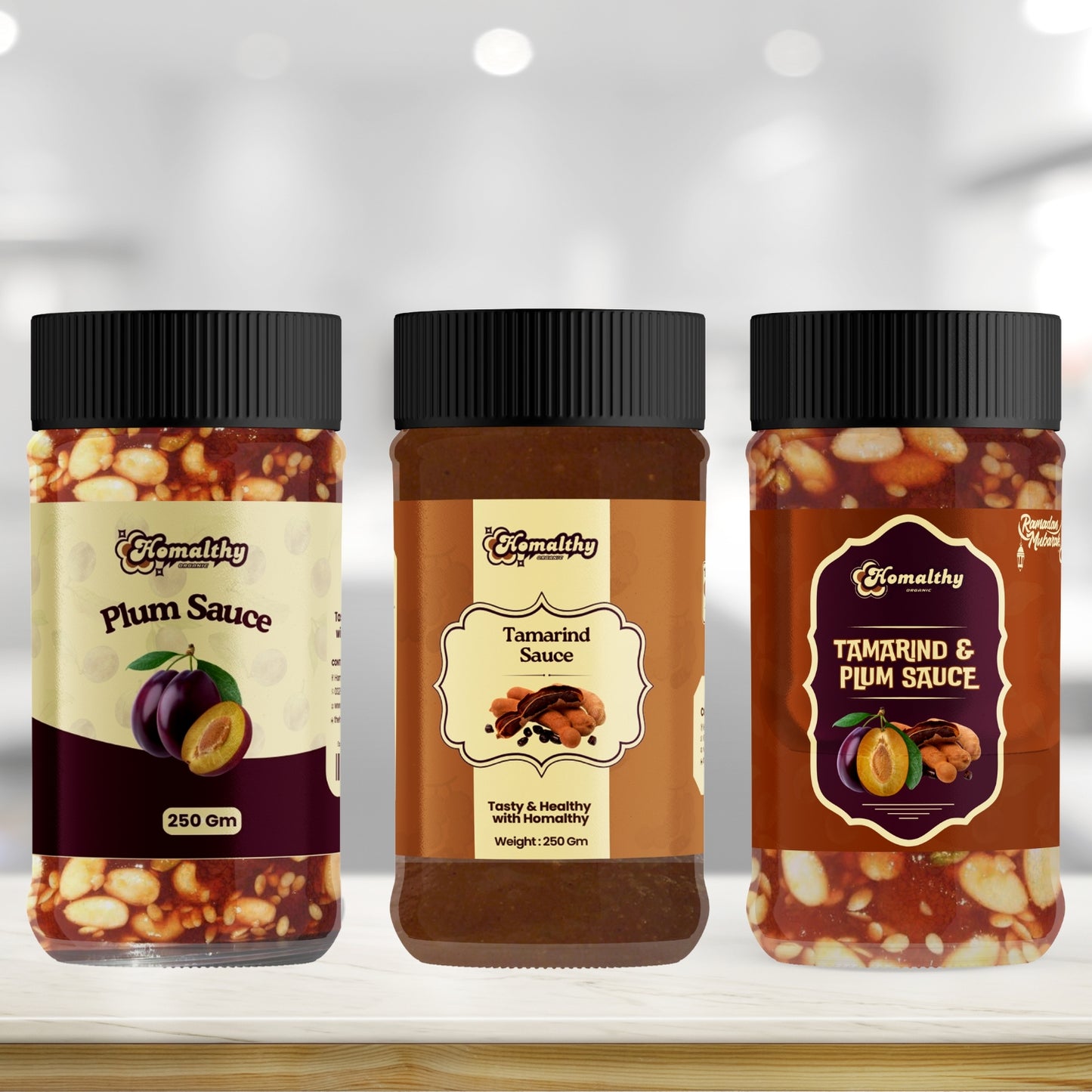 3-in-1 Premium Sauce Pack β Plum, Tamarind & Mix with Dry Fruits (250g Each)